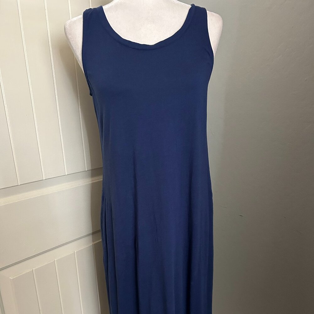 LOGO Purple Cotton/Model Scoop Neck Tank Dress Shark-bite Tie-Dye Lace Hem XS
